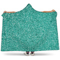 Teal (NOT Real) Glitter Print Hooded Blanket