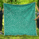 Teal Glitter Artwork Print (NOT Real Glitter) Quilt