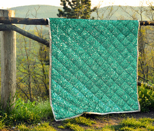 Teal Glitter Artwork Print (NOT Real Glitter) Quilt