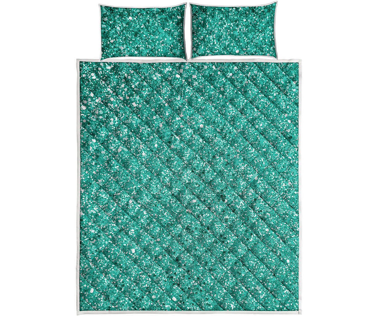 Teal Glitter Artwork Print (NOT Real Glitter) Quilt Bed Set