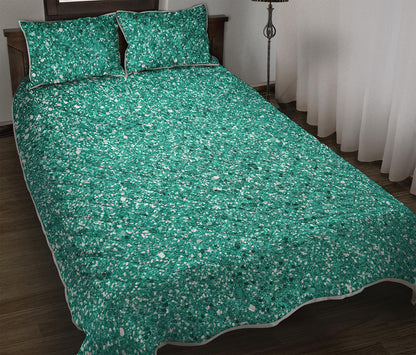 Teal Glitter Artwork Print (NOT Real Glitter) Quilt Bed Set