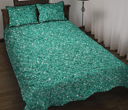 Teal Glitter Artwork Print (NOT Real Glitter) Quilt Bed Set