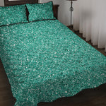 Teal Glitter Artwork Print (NOT Real Glitter) Quilt Bed Set