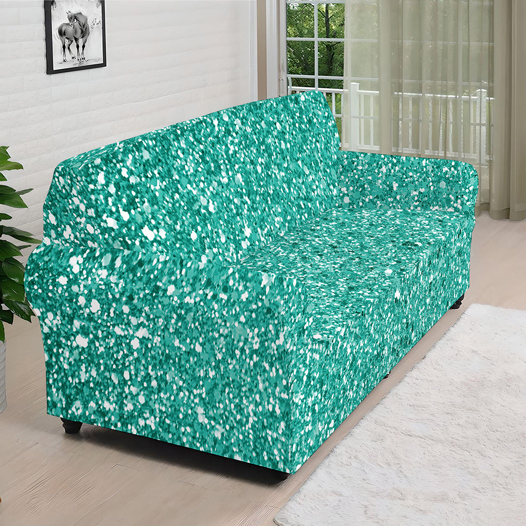 Teal Glitter Artwork Print (NOT Real Glitter) Sofa Cover