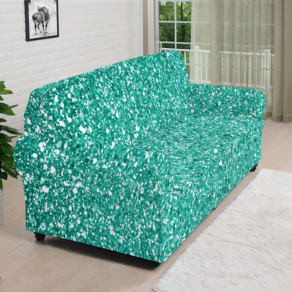Teal Glitter Artwork Print (NOT Real Glitter) Sofa Cover