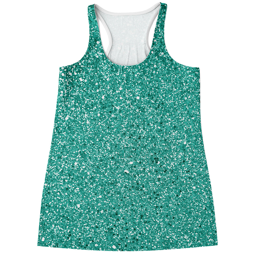 Teal Glitter Artwork Print (NOT Real Glitter) Women's Racerback Tank Top