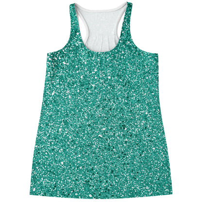 Teal Glitter Artwork Print (NOT Real Glitter) Women's Racerback Tank Top