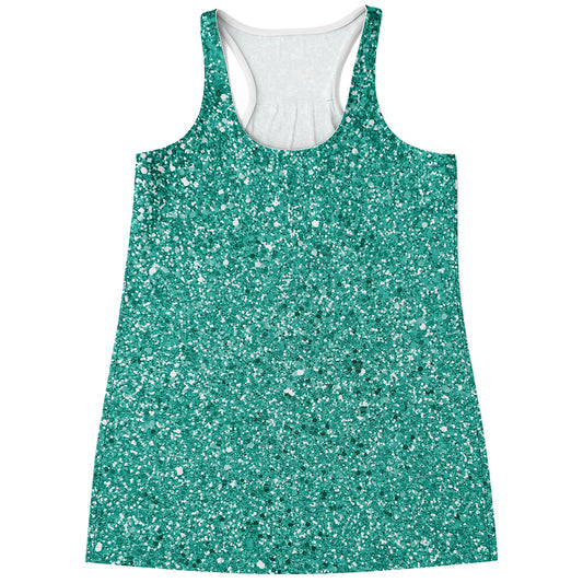 Teal Glitter Artwork Print (NOT Real Glitter) Women's Racerback Tank Top