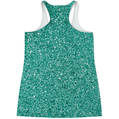 Teal Glitter Artwork Print (NOT Real Glitter) Women's Racerback Tank Top