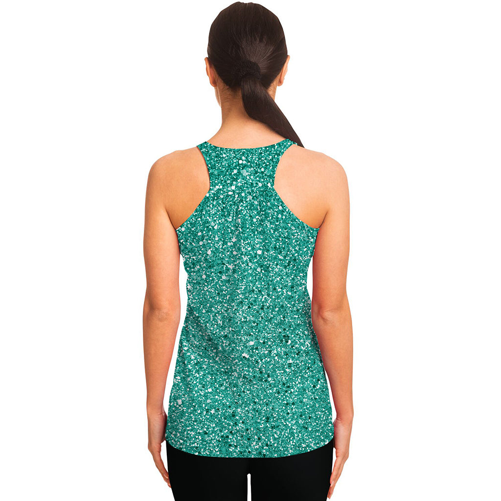 Teal Glitter Artwork Print (NOT Real Glitter) Women's Racerback Tank Top