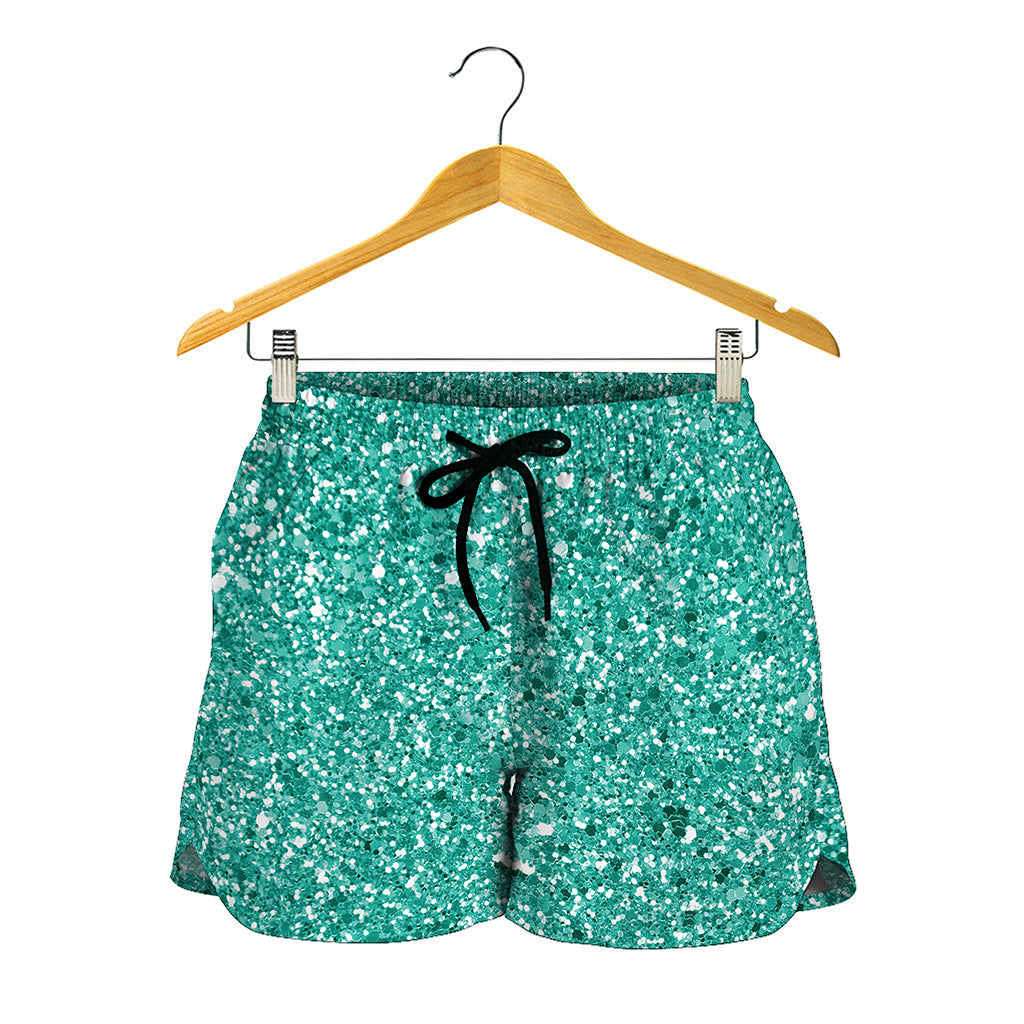 Teal Glitter Artwork Print (NOT Real Glitter) Women's Shorts