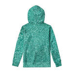 Teal Glitter Artwork Print Pullover Hoodie