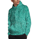 Teal Glitter Artwork Print Pullover Hoodie