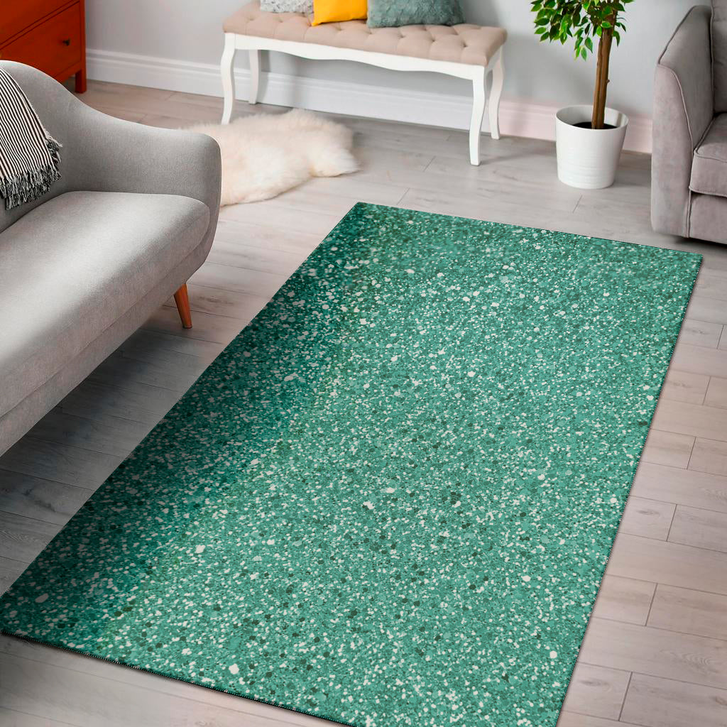 Teal Glitter Texture Print Area Rug