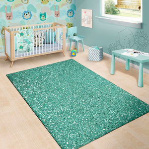 Teal Glitter Texture Print Area Rug