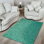 Teal Glitter Texture Print Area Rug