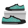 Teal Glitter Texture Print Black Low Top Shoes