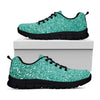 Teal Glitter Texture Print Black Sneakers