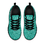 Teal Glitter Texture Print Black Sneakers