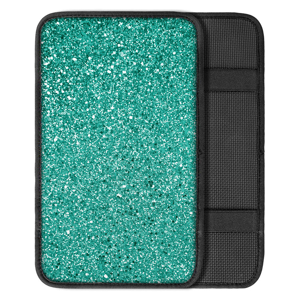 Teal Glitter Texture Print Car Center Console Cover