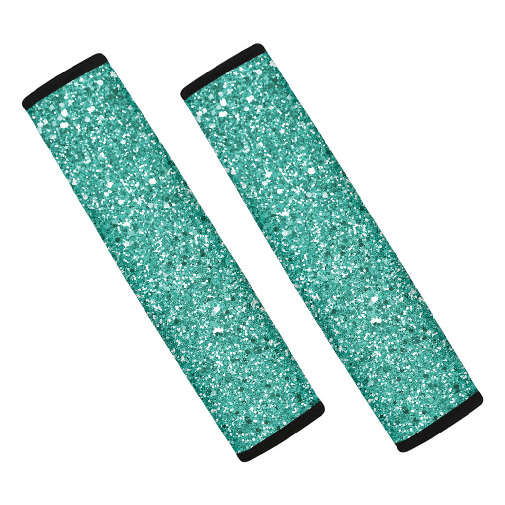 Teal Glitter Texture Print Car Seat Belt Covers