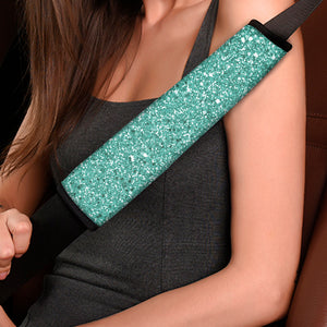 Teal Glitter Texture Print Car Seat Belt Covers