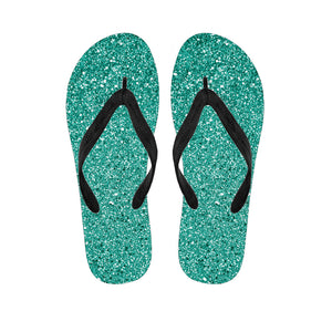 Teal Glitter Texture Print Flip Flops