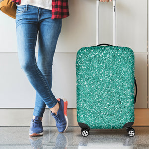 Teal Glitter Texture Print Luggage Cover