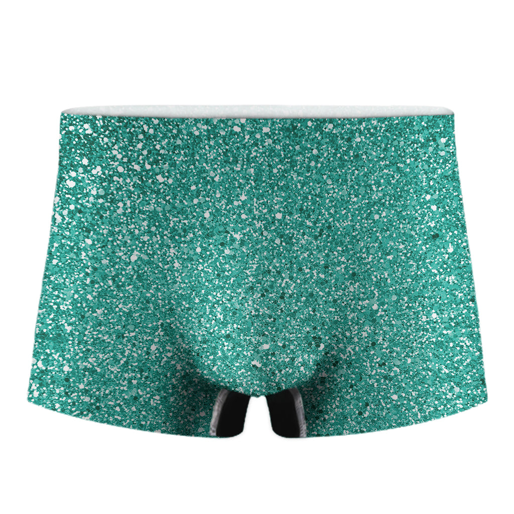 Teal Glitter Texture Print Men's Boxer Briefs