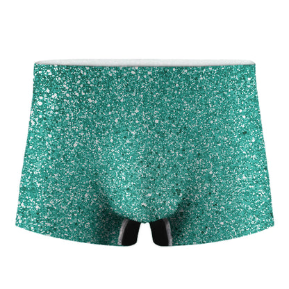 Teal Glitter Texture Print Men's Boxer Briefs