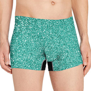 Teal Glitter Texture Print Men's Boxer Briefs