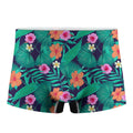 Teal Hawaiian Leaf Flower Pattern Print Men's Boxer Briefs