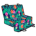 Teal Hawaiian Leaf Flower Pattern Print Pet Car Back Seat Cover