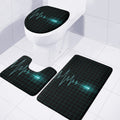 Teal Heartbeat Print 3 Piece Bath Mat Set