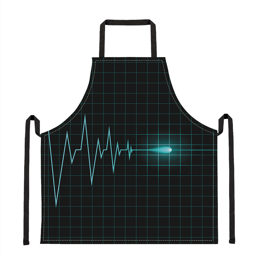 Teal Heartbeat Print Apron