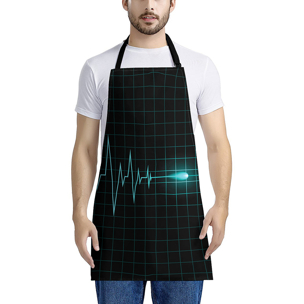 Teal Heartbeat Print Apron