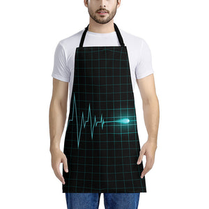 Teal Heartbeat Print Apron