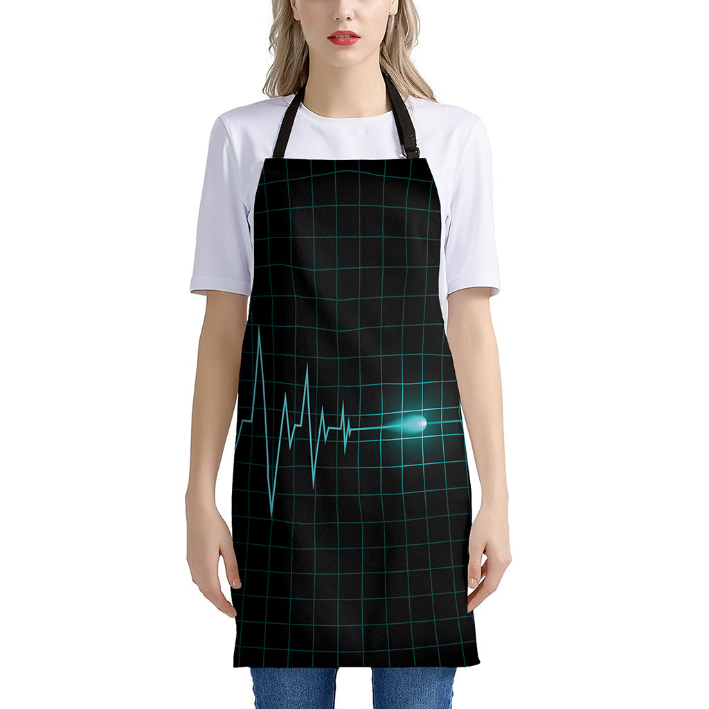 Teal Heartbeat Print Apron