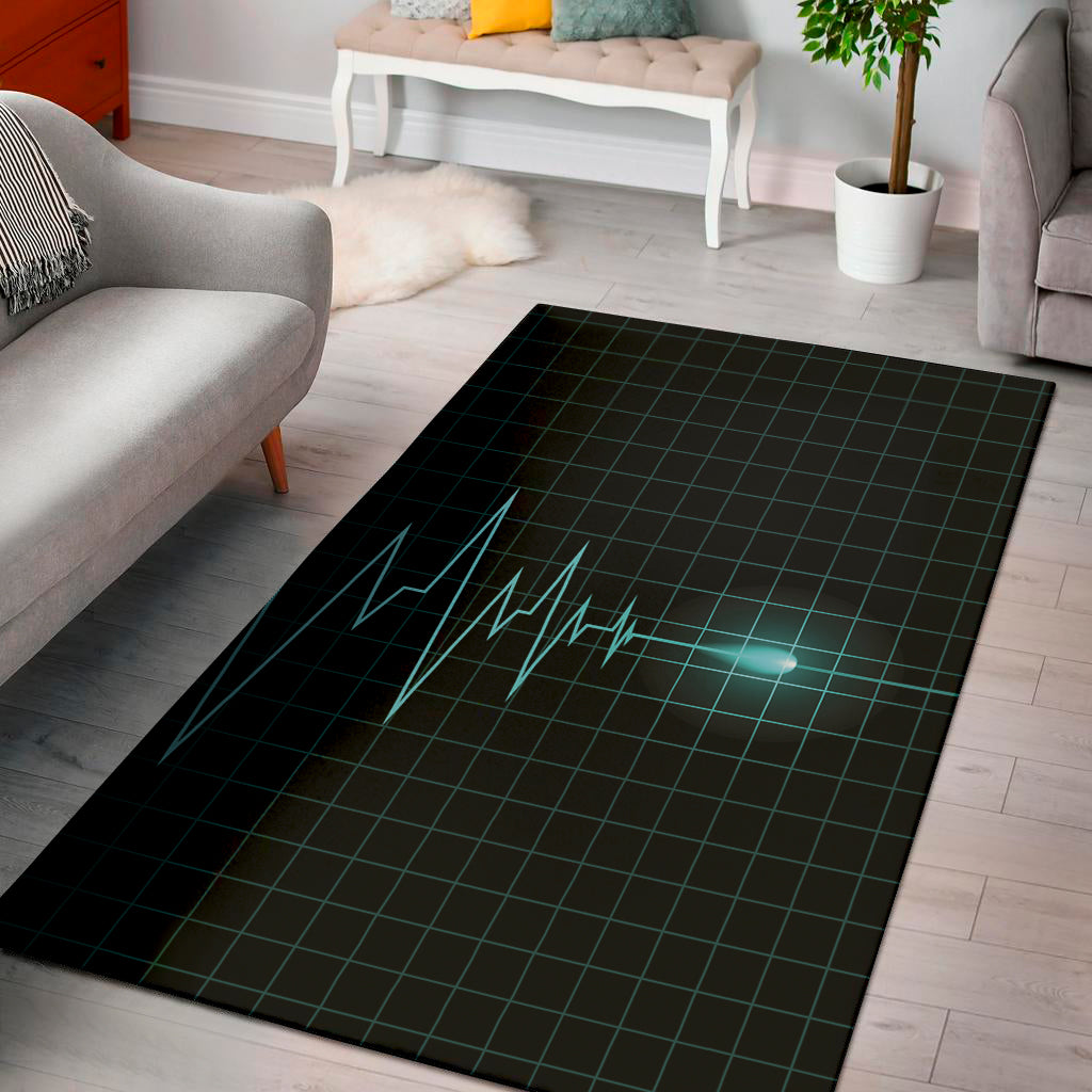 Teal Heartbeat Print Area Rug