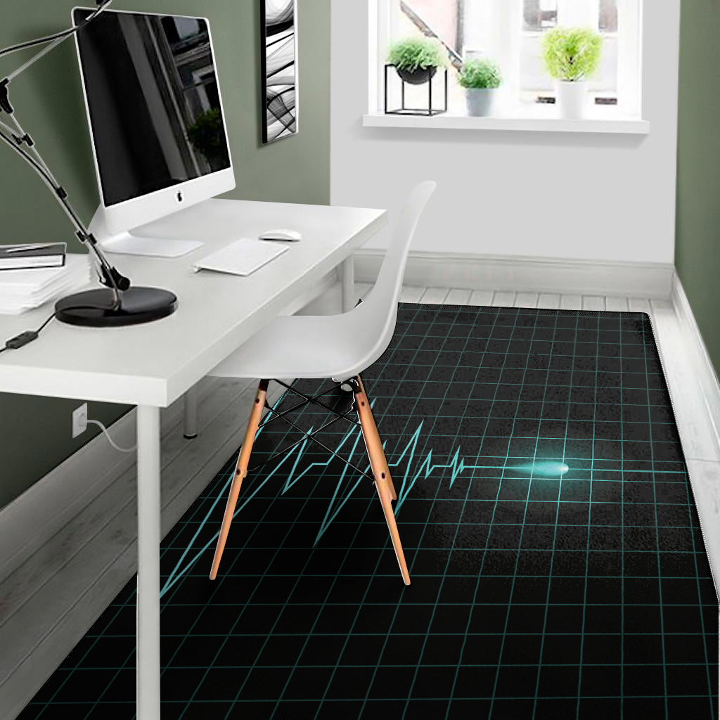 Teal Heartbeat Print Area Rug