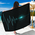 Teal Heartbeat Print Beach Sarong Wrap