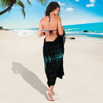 Teal Heartbeat Print Beach Sarong Wrap
