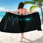 Teal Heartbeat Print Beach Sarong Wrap