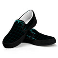 Teal Heartbeat Print Black Slip On Sneakers