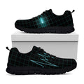 Teal Heartbeat Print Black Running Shoes