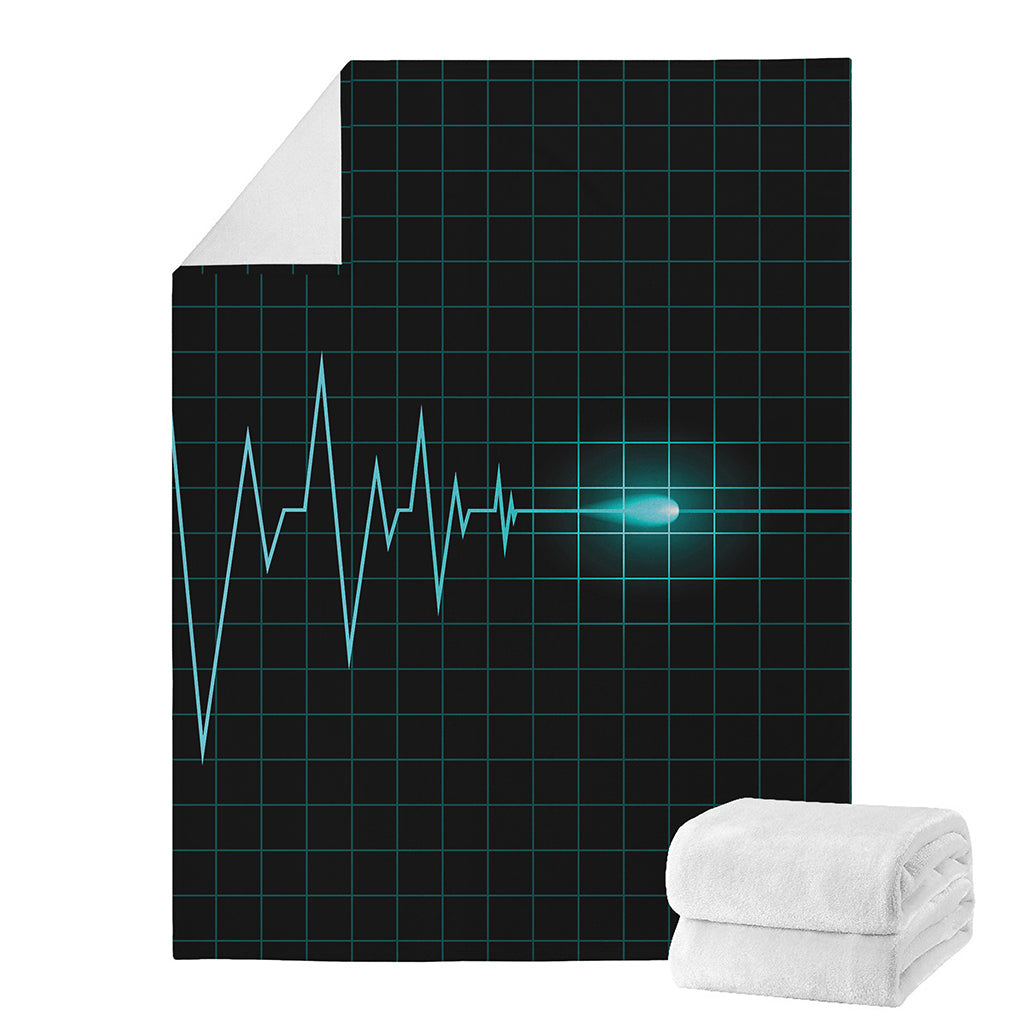 Teal Heartbeat Print Blanket