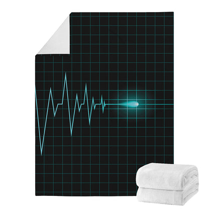 Teal Heartbeat Print Blanket