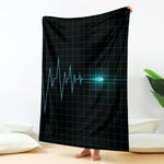 Teal Heartbeat Print Blanket