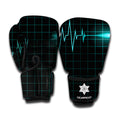 Teal Heartbeat Print Boxing Gloves