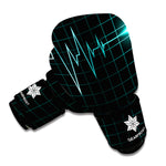 Teal Heartbeat Print Boxing Gloves